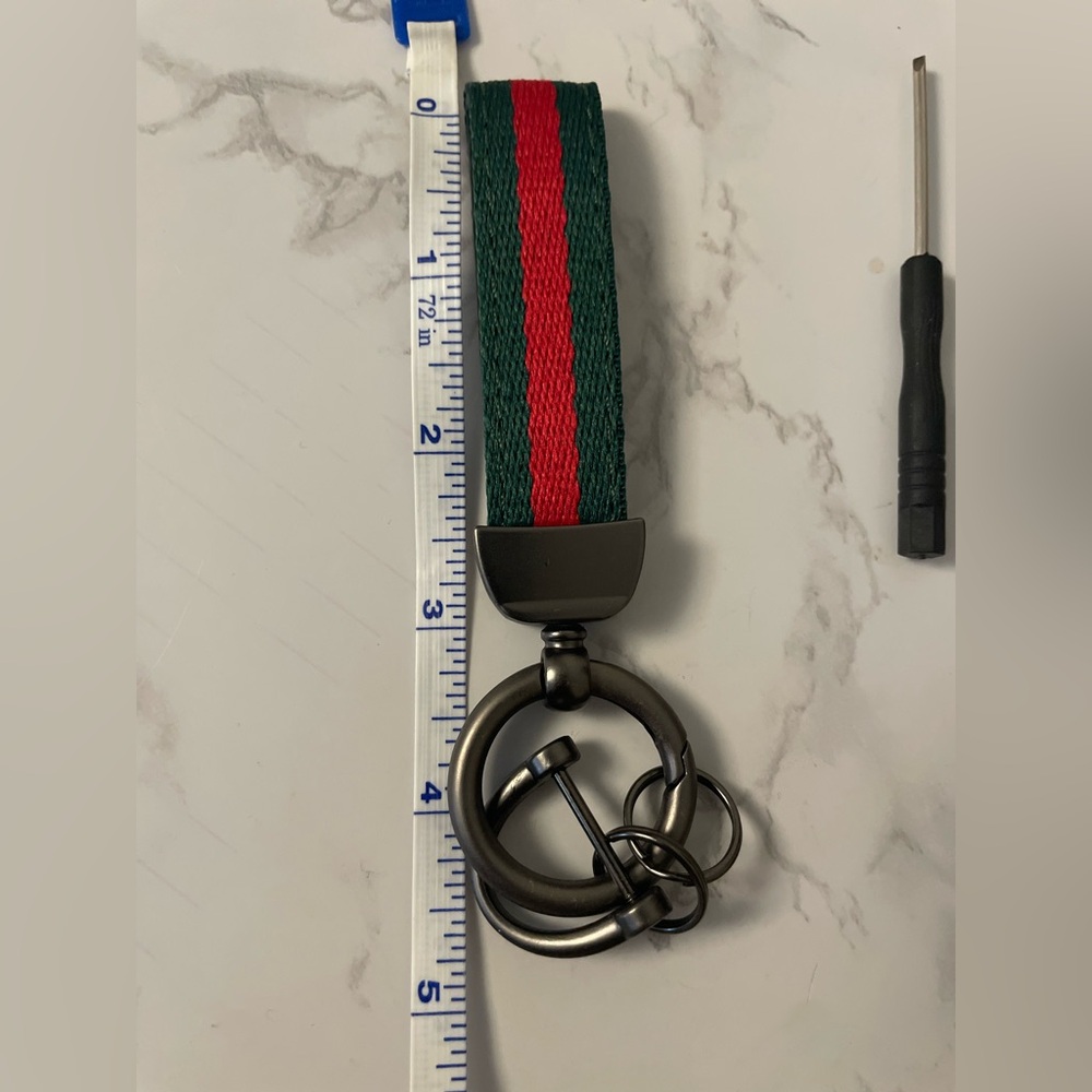 Green and Red Keychain with Screwdriver